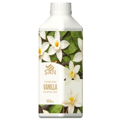 SYRUP VANILLA Chai 1Kg, đậm đà, có chai chiết 100ml tặng công thức, latte, trà sữa, làm bánh, pha chế đa dạng