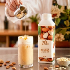 SYRUP HƯƠNG HẠNH NHÂN Chai 1Kg, đậm đà, có chai chiết 100ml tặng công thức, latte, trà sữa, làm bánh, pha chế đa dạng