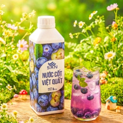 NƯỚC CỐT VIỆT QUẤT Chai 1Kg, tặng sách công thức, tiện dụng, trái cây tự nhiên, đậm đặc, chuyên dùng pha chế trà trái cây, soda