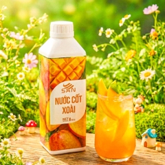 NƯỚC CỐT XOÀI Chai 1Kg, tặng sách công thức, tiện dụng, trái cây tự nhiên, đậm đặc, chuyên dùng pha chế trà trái cây, soda