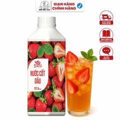 NƯỚC CỐT DÂU Chai 1Kg, tặng sách công thức, tiện dụng, trái cây tự nhiên, đậm đặc, chuyên dùng pha chế trà trái cây, soda
