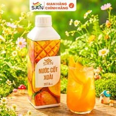 NƯỚC CỐT XOÀI Chai 1Kg, tặng sách công thức, tiện dụng, trái cây tự nhiên, đậm đặc, chuyên dùng pha chế trà trái cây, soda