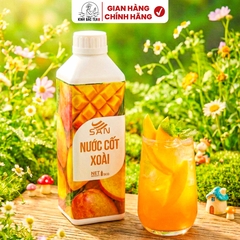 NƯỚC CỐT XOÀI Chai 1Kg, tặng sách công thức, tiện dụng, trái cây tự nhiên, đậm đặc, chuyên dùng pha chế trà trái cây, soda