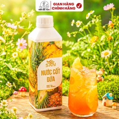 NƯỚC CỐT DỨA Chai 1Kg, tặng sách công thức, tiện dụng, trái cây tự nhiên, đậm đặc, chuyên dùng pha chế trà trái cây, soda