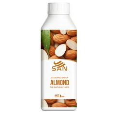 SYRUP HƯƠNG HẠNH NHÂN Chai 1Kg, đậm đà, có chai chiết 100ml tặng công thức, latte, trà sữa, làm bánh, pha chế đa dạng