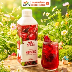 SYRUP HIBISCUS – HIBISCUS SYRUP (1 kg), tặng sách công thức, tiện dụng, trái cây tự nhiên, đậm đặc, chuyên dùng pha chế trà trái cây, soda