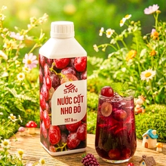 NƯỚC CỐT NHO ĐỎ (1 kg), tặng sách công thức, tiện dụng, trái cây tự nhiên, đậm đặc, chuyên dùng pha chế trà trái cây, soda