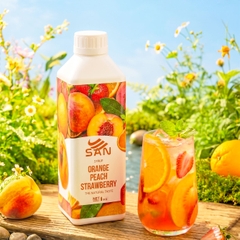 Syrup Cam Đào Dâu SAN Chai 1Kg – Siro Pha Trà Trái Cây, Soda, Cocktail, Đá Xay