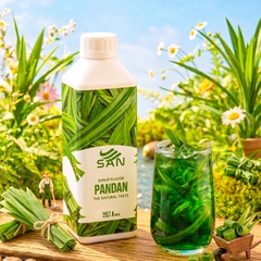 Syrup Lá Dứa SAN Chai 1Kg – Siro Pha Chế Trà Sữa, Cà Phê, Đá Xay, Có Mẫu Thử 100ml