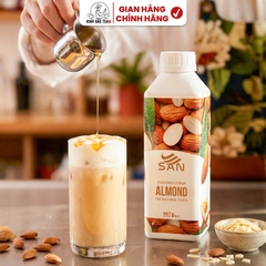 SYRUP HƯƠNG HẠNH NHÂN Chai 1Kg, đậm đà, có chai chiết 100ml tặng công thức, latte, trà sữa, làm bánh, pha chế đa dạng