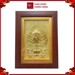 Tranh Đồng Lá Bồ Đề Tượng Phật A-Di-Đà ( 15x20cm ) - Cửu Diệu Thiên - BD007