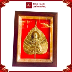Tranh Đồng Lá Bồ Đề , Dát Vàng ( 20x25cm ) - Cửu Diệu Thiên - BĐ003