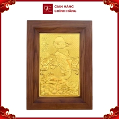 Tranh Đồng Cá Chép Vượt Vũ Môn Quan , Mạ Vàng 24K ( 28x38cm ) - Cửu Diệu Thiên - THN340