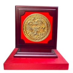 Tranh Đồng Vàng Rồng Phú Quý , Mạ Vàng 24K ( Đường Kính 23cm ) - Cửu Diệu Thiên - RV005