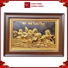 Tranh Đồng Mã Đáo Thành Công , Dát Vàng ( 25x35cm ) - Cửu Diệu Thiên - MD006