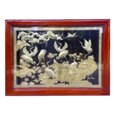 Tranh Sen Hạc - Đồ Đồng Cao Cấp - Cửu Diệu Thiên - THN410