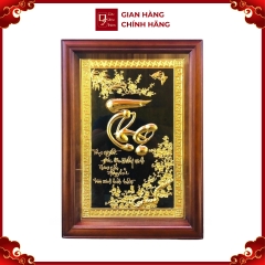 Tranh Đồng Chữ Thọ , Mạ Vàng 24K ( 38x54cm ) - Cửu Diệu Thiên - THN194