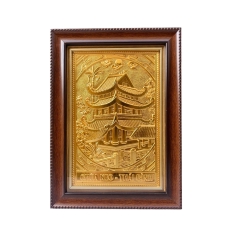 Tranh Đồng Chùa Keo, Dát Vàng (28x38cm) - Cửu Diệu Thiên - CK009