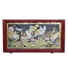 Tranh Sen Hạc - Đồ Đồng Cao Cấp - Cửu Diệu Thiên - THN411