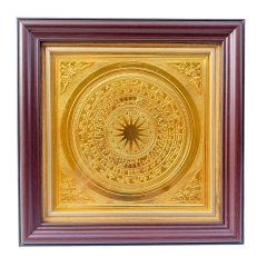 Tranh Đồng Trống Đồng , Mạ Vàng 24K ( 26x26cm ) - Cửu Diệu Thiên - ĐT011