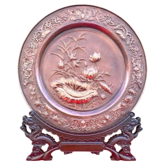 Tranh Đĩa Đồng Hoa Sen ( 35x41cm ) - Cửu Diệu Thiên - TD012