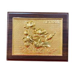 Tranh Đồng Hoa Sen ( 20x25cm ) - Cửu Diệu Thiên - SH033