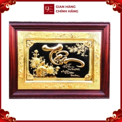 Tranh Đồng Chữ Tâm  , Mạ Vàng 24K ( 88x128cm ) - Cửu Diệu Thiên - ĐT0015