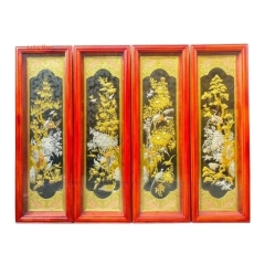 Tranh Đồng Tứ Quý, Dát Vàng Bạc ( 41x127cm ) - Cửu Diệu Thiên - TQ010