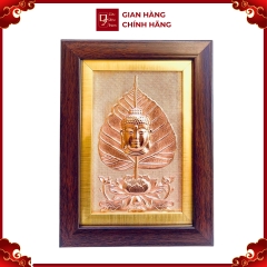 Tranh Đồng Đỏ Lá Bồ Đề Tượng Phật A-Di-Đà ( 15x20cm ) - Cửu Diệu Thiên - BD014