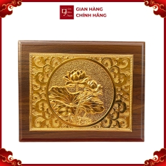 Tranh Đồng Hoa Sen , Dát Vàng ( 20x25cm ) - Cửu Diệu Thiên - SH034