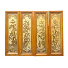 Tranh Đồng Tứ Quý , Nền Xước Cổ ( 28x88cm ) - Cửu Diệu Thiên - TQ016