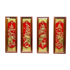Tranh Đồng Tứ Quý , Mạ Vàng 24K ( 51x1m55 ) - Cửu Diệu Thiên - TQ017