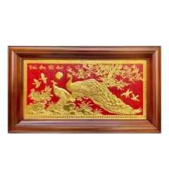 Tranh Đồng Phu Thê Viên Mãn , Mạ Vàng 24K - Cửu Diệu Thiên - THN331