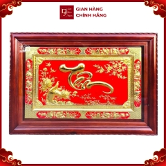 Tranh Đồng Chữ Tâm , Mạ Vàng 24K ( 88x128cm ) - Cửu Diệu Thiên - ĐT0016