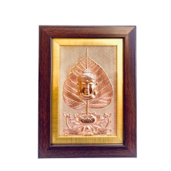 Tranh Đồng Đỏ Lá Bồ Đề Tượng Phật A-Di-Đà ( 15x20cm ) - Cửu Diệu Thiên - BD014
