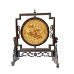 Tranh Đĩa Đồng Hoa Sen 2 Mặt , Mạ Vàng 24K ( Đường Kính 34cm ) - Cửu Diệu Thiêu - SD007