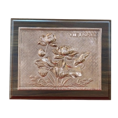 Tranh Đồng Hoa Sen ( 20x25cm ) - Cửu Diệu Thiên - SH035