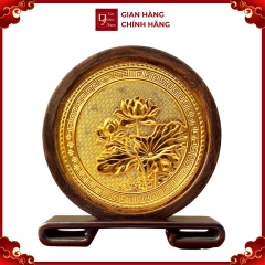 Tranh Đĩa Đồng Hoa Sen 2 Mặt , Mạ Vàng 24K ( Đường Kính 22cm ) - Cửu Diệu Thiên - SD009