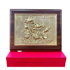 Tranh Đồng Hoa Sen ( 20x25cm ) - Cửu Diệu Thiên - SH037