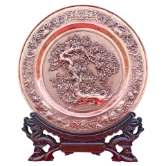 Tranh Đĩa Đồng Mai Khai Phú Quý ( 35x41cm ) - Cửu Diệu Thiên - TD009