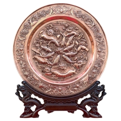 Tranh Đĩa Đồng Cửu Ngư Quần Hội ( 35x41cm ) - Cửu Diệu Thiên - TD017