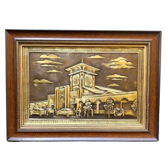 Tranh Đồng Chợ Bến Thành , Giả Cổ ( 40x55cm ) - Cửu Diệu Thiên - BT005