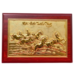 Tranh Đồng Mã Đáo Thành Công , Dát Vàng ( 25x35cm ) - Cửu Diệu Thiên - MD003