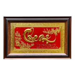 Tranh Đồng Chữ Cha Mẹ , Dát Vàng ( 50x80cm ) -Cửu Diệu Thiên - CM007