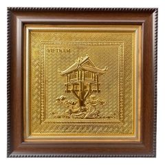 Tranh Đồng Chùa Một Cột , Mạ Vàng 24K ( 30x30cm ) - Cửu Diệu Thiên - MC008