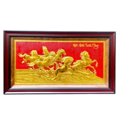 Tranh Đồng Mã Đáo Thành Công , Dát Vàng ( 50x90cm ) - Cửu Diệu Thiên - MD0011