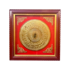 Tranh Đồng Mặt Trống Đồng , Mạ Vàng 24K ( 88x88cm ) - Cửu Diệu Thiên - ĐT018