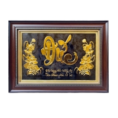 Tranh Đồng Chữ Đức , Dát Vàng ( 38x54cm ) - Cửu Diệu Thiên - CD001