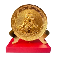Tranh Đĩa Đồng Chân Dung Đại Tướng Võ Nguyên Giáp, Mạ Vàng 24k ( Cao 23cm ) - Cửu Diệu Thiên - TD035