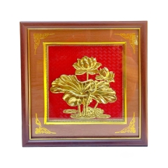 Tranh Đồng Hoa Sen ( 26x26cm ) - Cửu Diệu Thiên - SH044